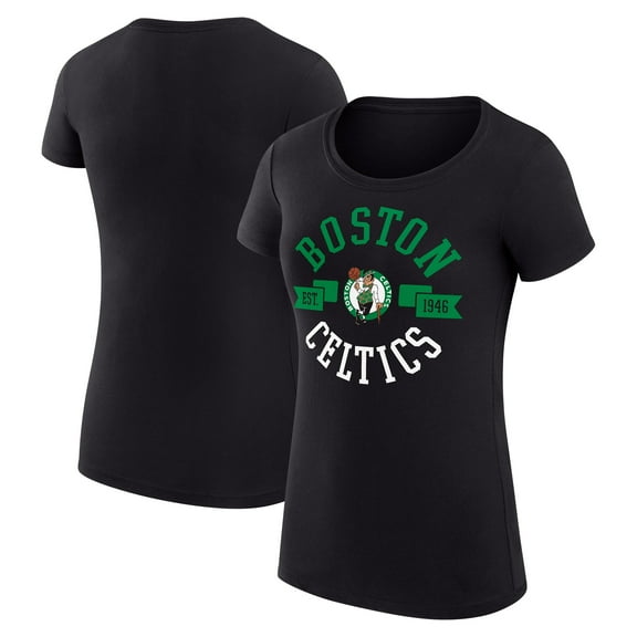 Women's G-III 4Her by Carl Banks Black Boston Celtics Super-Slim Fit Lightweight Large City Logo T-Shirt