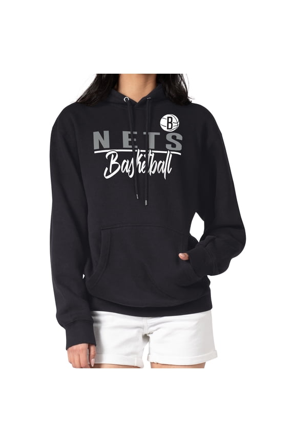Women's G-III 4Her by Carl Banks Black Brooklyn Nets Graphics Fleece Pullover Hoodie