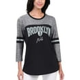 thumbnail image 1 of Women's G-III 4Her by Carl Banks Black Brooklyn Nets Play the Game 3/4-Sleeve T-Shirt, 1 of 2