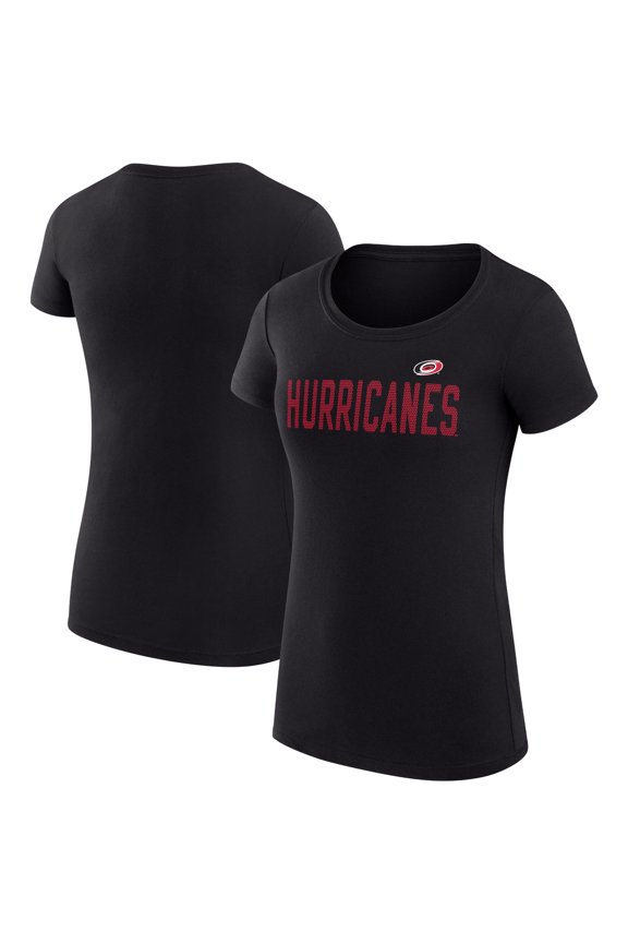 Women's G-III 4Her by Carl Banks Black Carolina Hurricanes Super-Slim Fit Lightweight Dot Print Team T-Shirt