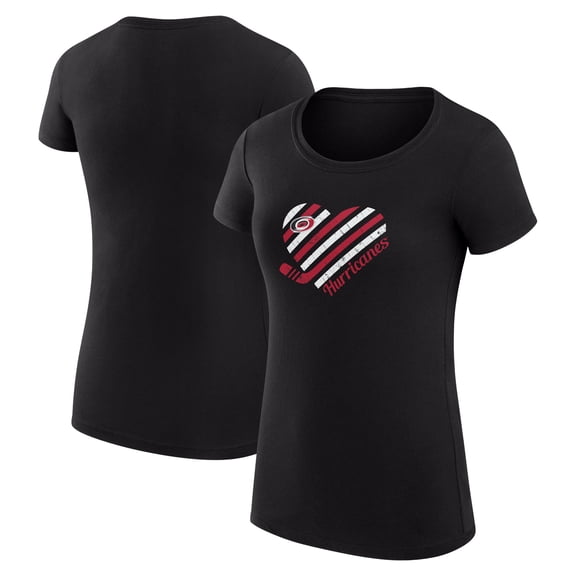 Women's G-III 4Her by Carl Banks Black Carolina Hurricanes Super-Slim Fit Lightweight Heart T-Shirt