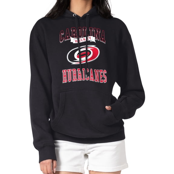 Women's G-III 4Her by Carl Banks Black Carolina Hurricanes Team Logo Tri-Blend Fleece Pullover Hoodie