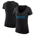 thumbnail image 1 of Women's G-III 4Her by Carl Banks Black Carolina Panthers Dot Print V-Neck Fitted T-Shirt, 1 of 3