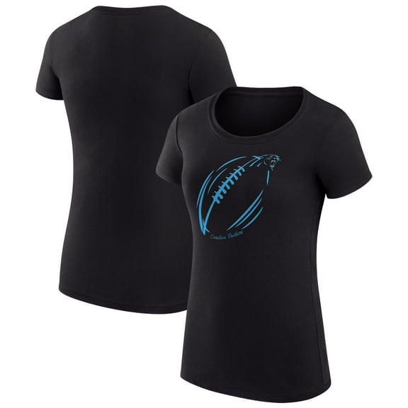 Women's G-III 4Her by Carl Banks Black Carolina Panthers Super-Slim Fit Lightweight Subtle Football T-Shirt