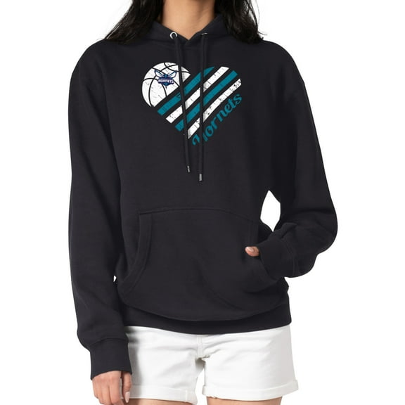 Women's G-III 4Her by Carl Banks Black Charlotte Hornets Heart Pullover Hoodie