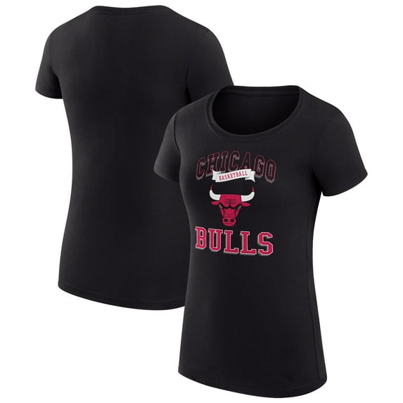 Women's G-III 4Her by Carl Banks Black Chicago Bulls Super-Slim Fit Lightweight Team Logo T-Shirt