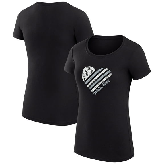Women's G-III 4Her by Carl Banks Black Chicago White Sox Super-Slim Fit Lightweight Heart Graphic T-Shirt