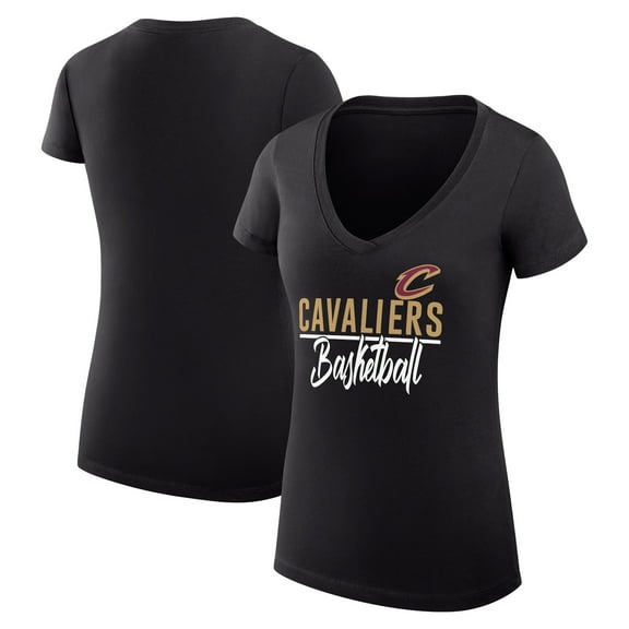 Women's G-III 4Her by Carl Banks Black Cleveland Cavaliers Super-Slim Fit Lightweight Team Sport V-Neck T-Shirt