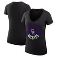 thumbnail image 1 of Women's G-III 4Her by Carl Banks Black Colorado Rockies Super-Slim Fit Lightweight City Graphic V-Neck T-Shirt, 1 of 5