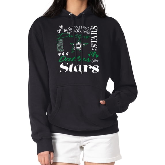 Women's G-III 4Her by Carl Banks Black Dallas Stars Collage Team Graphic Tri-Blend Fleece Pullover Hoodie
