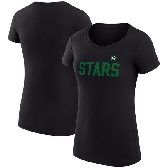 Women's G-III 4Her by Carl Banks Black Dallas Stars Super-Slim Fit Lightweight Dot Print Team T-Shirt