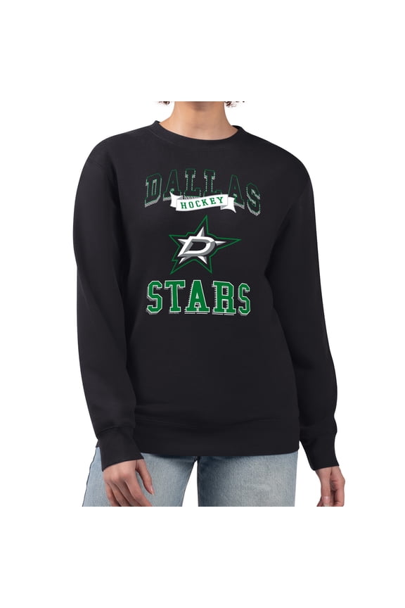 Women's G-III 4Her by Carl Banks Black Dallas Stars Team Logo Tri-Blend Fleece Pullover Sweatshirt