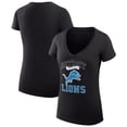 thumbnail image 1 of Women's G-III 4Her by Carl Banks Black Detroit Lions Super-Slim Fit Lightweight Team Logo Graphic V-Neck T-Shirt, 1 of 5