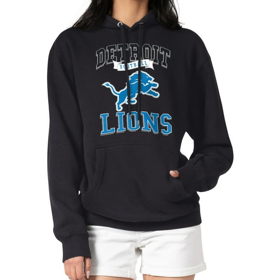 Women's G-III 4Her by Carl Banks Black Detroit Lions Team Logo Graphic Fleece Tri-Blend Pullover Hoodie