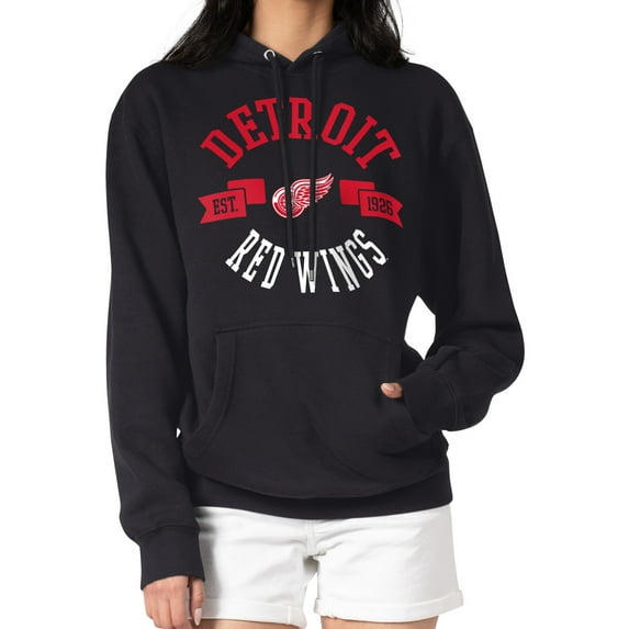 Women's G-III 4Her by Carl Banks Black Detroit Red Wings City Graphic Fleece Pullover Hoodie