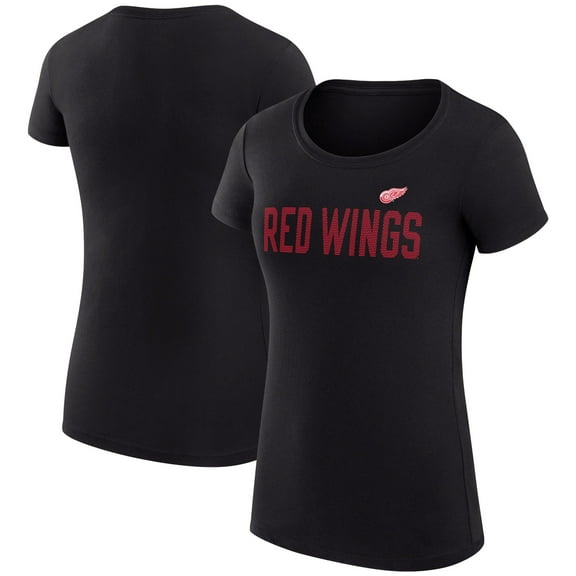 Women's G-III 4Her by Carl Banks Black Detroit Red Wings Super-Slim Fit Lightweight Dot Print Team T-Shirt