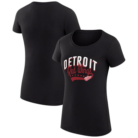 Women's G-III 4Her by Carl Banks Black Detroit Red Wings Filigree Logo Fitted T-Shirt
