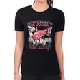 thumbnail image 1 of Women's G-III 4Her by Carl Banks Black Detroit Red Wings Super-Slim Fit Lightweight Flower Logo T-Shirt, 1 of 2