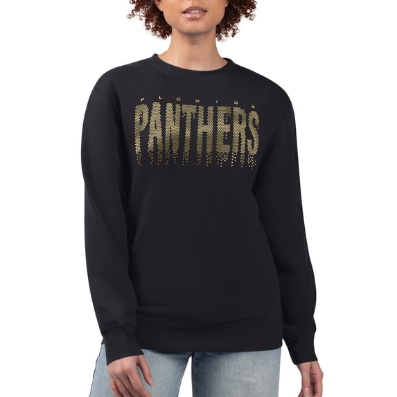 Women's G-III 4Her by Carl Banks Black Florida Panthers Metallic Drop Printed Fleece Sweatshirt