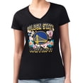 thumbnail image 1 of Women's G-III 4Her by Carl Banks Black Golden State Warriors Super-Slim Fit Lightweight Flowers Team Logo Graphic V-Neck, 1 of 2