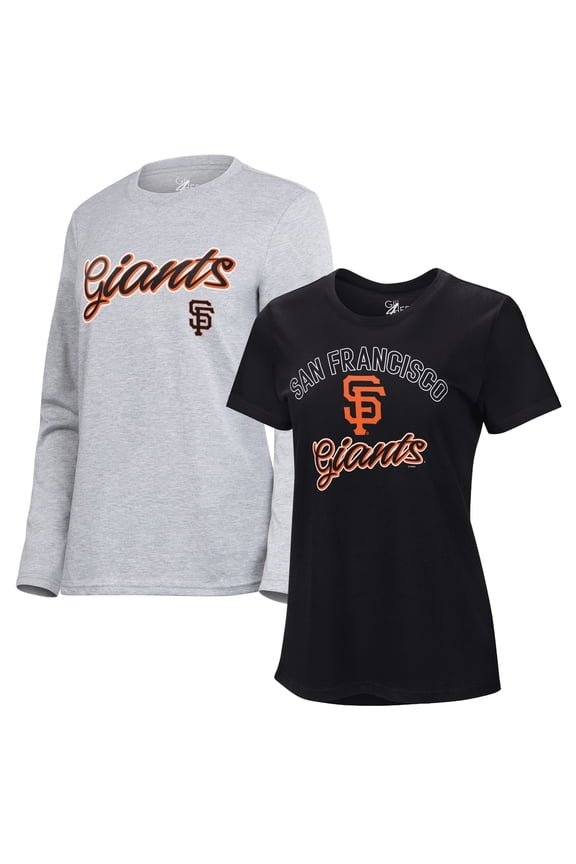 Women's G-III 4Her by Carl Banks  Black/Heather Gray San Francisco Giants Short-Sleeve and Long-Sleeve T-Shirt Combo