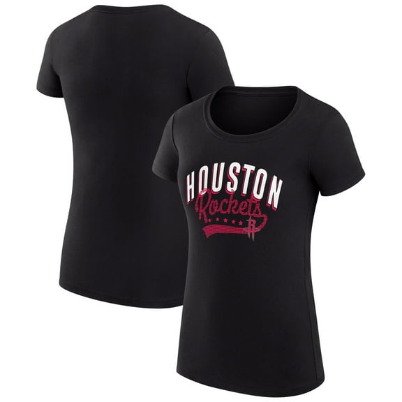 Women's G-III 4Her by Carl Banks Black Houston Rockets Super-Slim Fit Lightweight Filigree Logo T-Shirt
