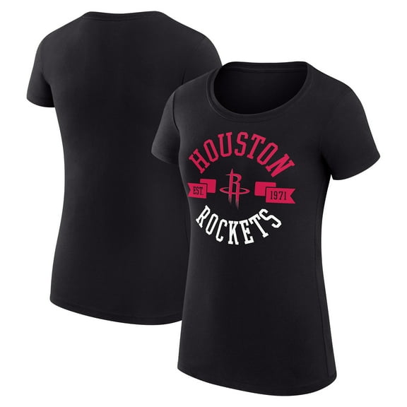 Women's G-III 4Her by Carl Banks Black Houston Rockets Super-Slim Fit Lightweight Large City Logo T-Shirt