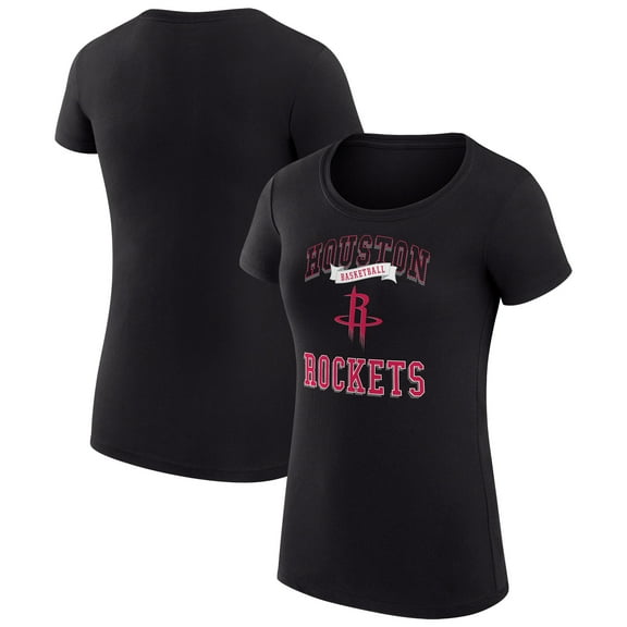 Women's G-III 4Her by Carl Banks Black Houston Rockets Super-Slim Fit Lightweight Team Logo T-Shirt