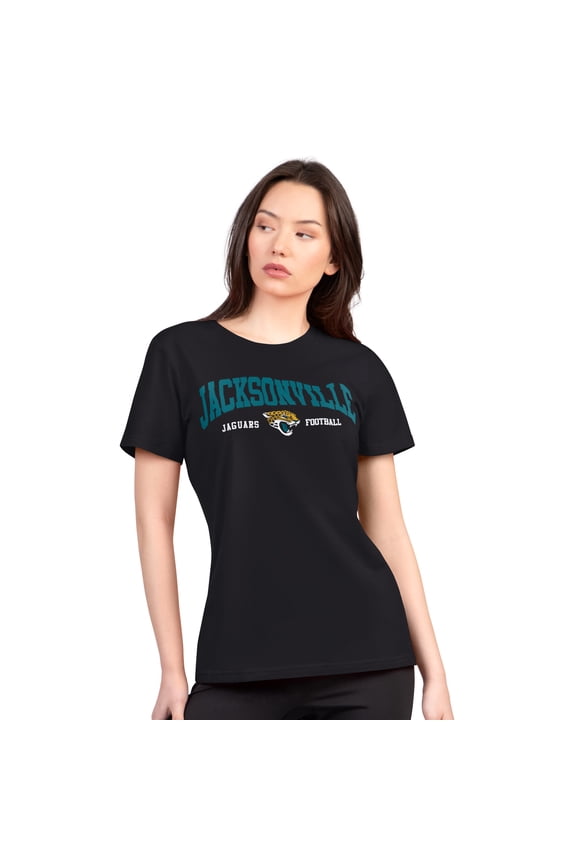 Women's G-III 4Her by Carl Banks Black Jacksonville Jaguars Super-Slim Lightweight Winning Crew T-Shirt