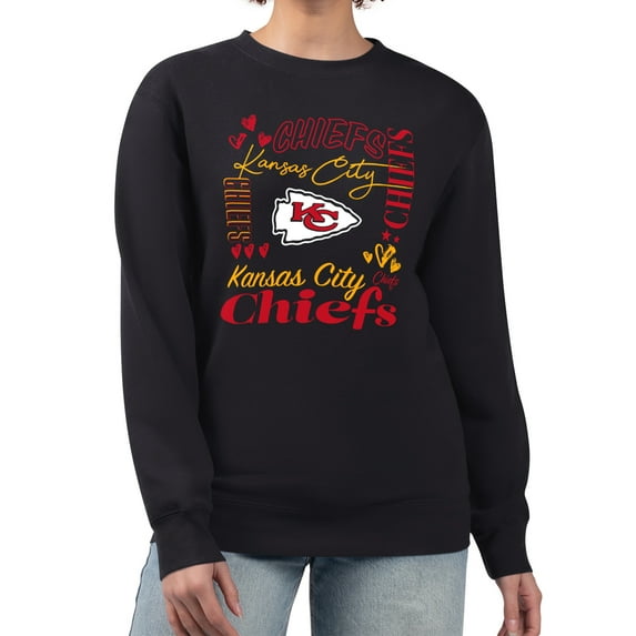 Women's G-III 4Her by Carl Banks Black Kansas City Chiefs Collage Graphic Fleece Pullover Sweatshirt