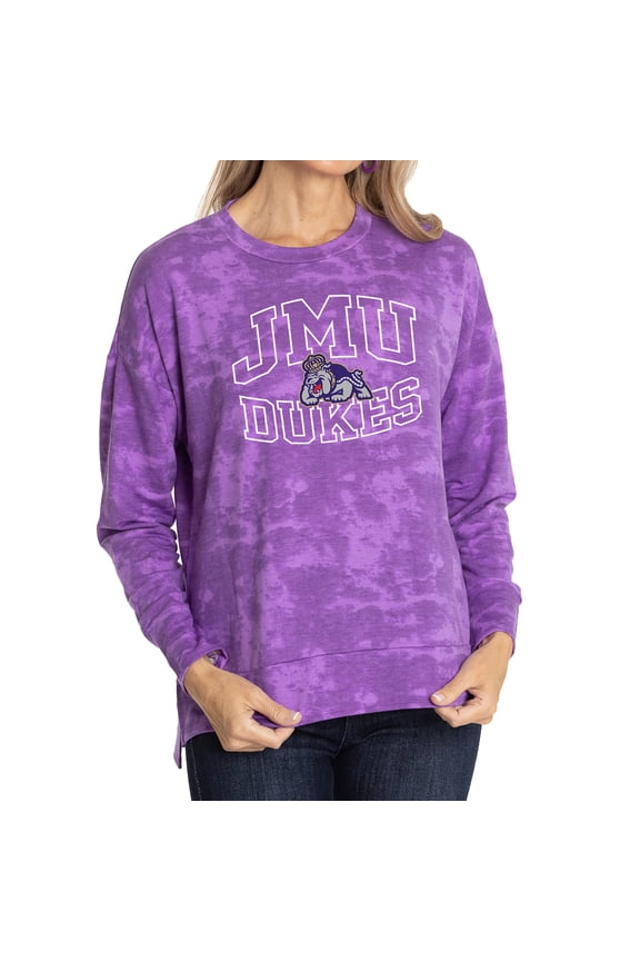 Women's Purple James Madison Dukes Brandy Tie Dye Tri-Blend Long Sleeve Top