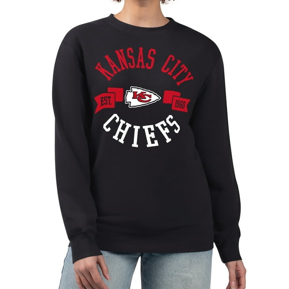 Women's G-III 4Her by Carl Banks Black Kansas City Chiefs Large Team Graphic Fleece Pullover Sweatshirt