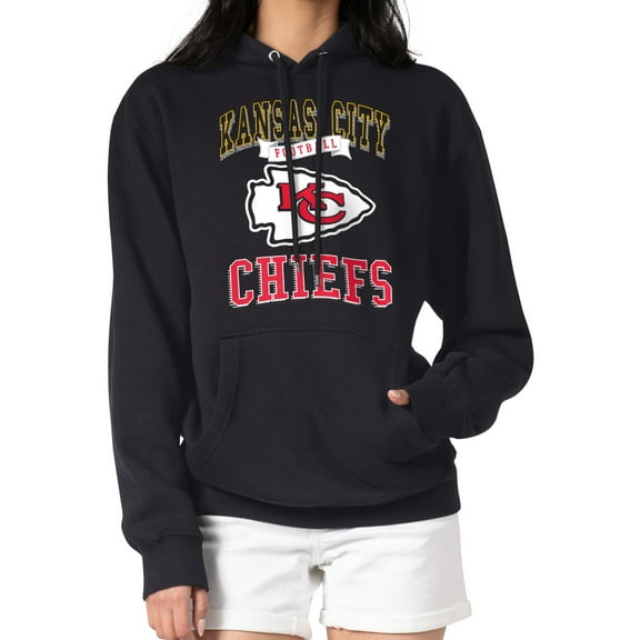 Women's G-III 4Her by Carl Banks Black Kansas City Chiefs Team Logo Graphic Fleece Tri-Blend Pullover Hoodie