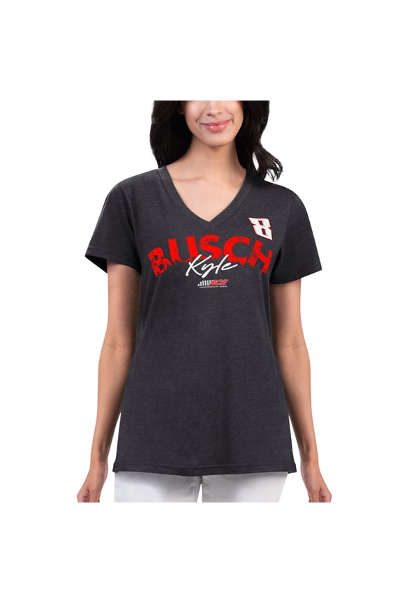 Women's G-III 4Her by Carl Banks Black Kyle Busch Key Move V-Neck T-Shirt