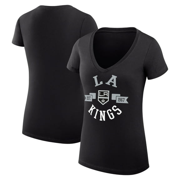 Women's G-III 4Her by Carl Banks Black Los Angeles Kings Super-Slim Fit Lightweight City Graphic V-Neck T-Shirt