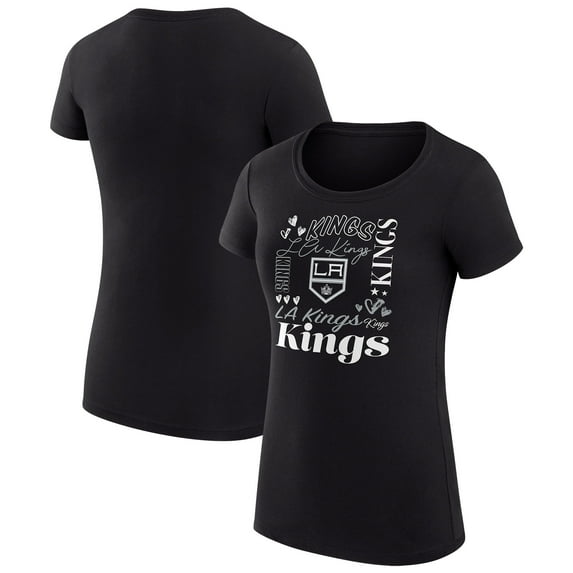 Women's G-III 4Her by Carl Banks Black Los Angeles Kings Super-Slim Fit Lightweight Collage Team Graphic T-Shirt