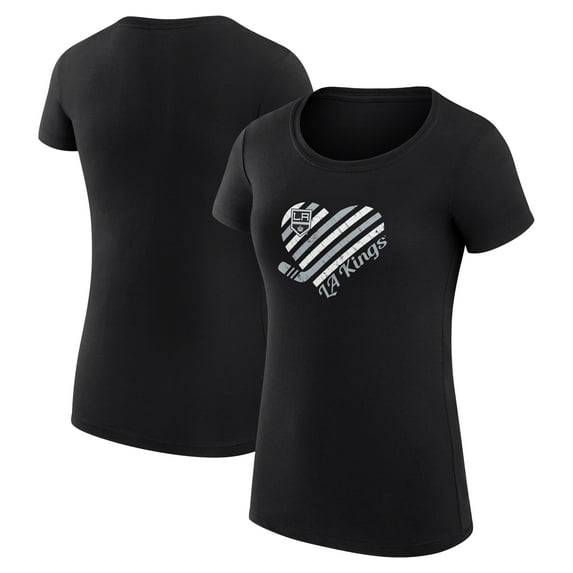Women's G-III 4Her by Carl Banks Black Los Angeles Kings Super-Slim Fit Lightweight Heart T-Shirt
