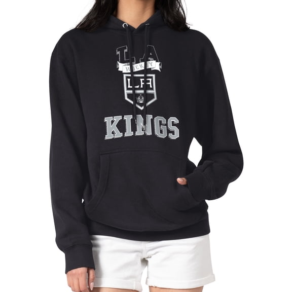 Women's G-III 4Her by Carl Banks Black Los Angeles Kings Team Logo Tri-Blend Fleece Pullover Hoodie