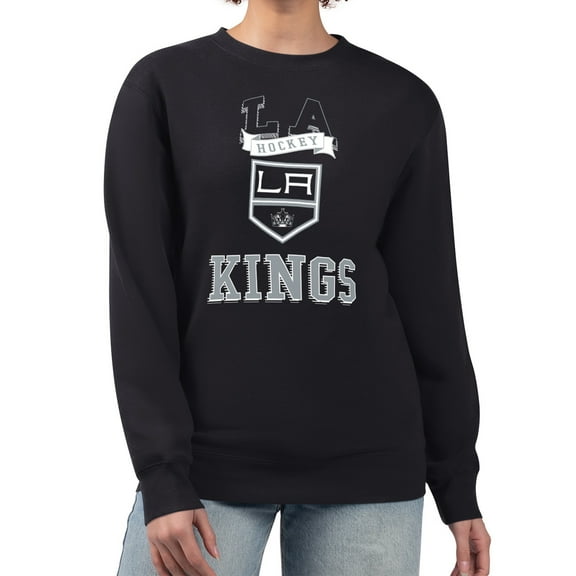 Women's G-III 4Her by Carl Banks Black Los Angeles Kings Team Logo Tri-Blend Fleece Pullover Sweatshirt