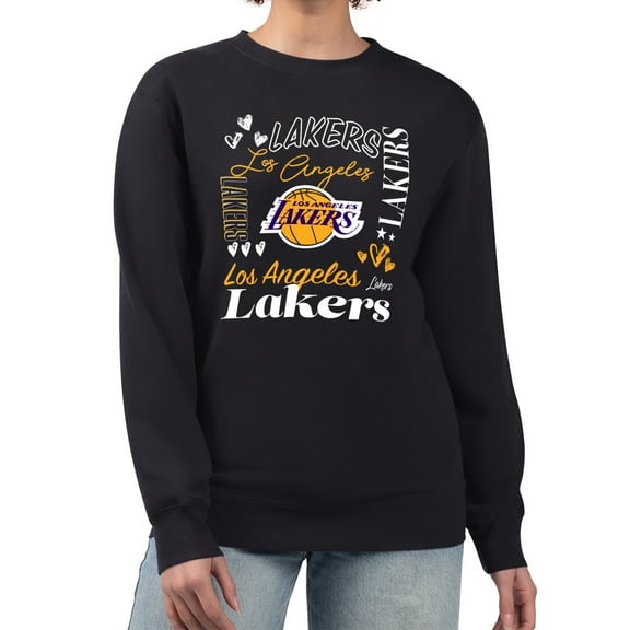 Women's G-III 4Her by Carl Banks Black Los Angeles Lakers Collage Team Graphic Fleece Pullover Sweatshirt