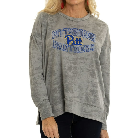 Women's Gray Pitt Panthers Brandy Tie Dye Tri-Blend Long Sleeve Top