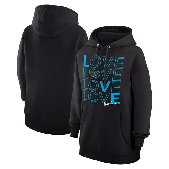 Women's G-III 4Her by Carl Banks Black Miami Marlins Love Graphic Fleece Hoodie