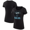 thumbnail image 1 of Women's G-III 4Her by Carl Banks Black Miami Marlins Super-Slim Fit Lightweight Team Logo Graphic T-Shirt, 1 of 5