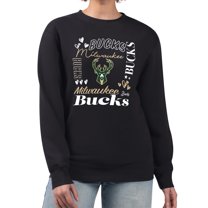 Women's G-III 4Her by Carl Banks Black Milwaukee Bucks Collage Team Graphic Fleece Pullover Sweatshirt
