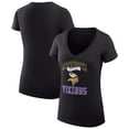 thumbnail image 1 of Women's G-III 4Her by Carl Banks Black Minnesota Vikings Super-Slim Fit Lightweight Team Logo Graphic V-Neck T-Shirt, 1 of 5