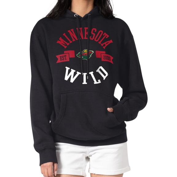 Women's G-III 4Her by Carl Banks Black Minnesota Wild City Graphic Fleece Pullover Hoodie