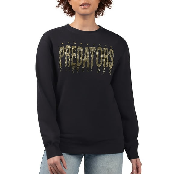 Women's G-III 4Her by Carl Banks Black Nashville Predators Metallic Drop Printed Fleece Sweatshirt