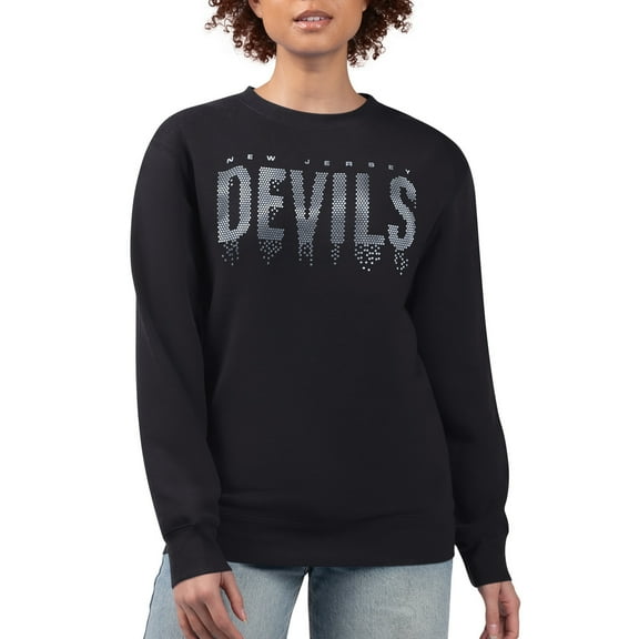 Women's G-III 4Her by Carl Banks Black New Jersey Devils Metallic Drop Printed Fleece Sweatshirt
