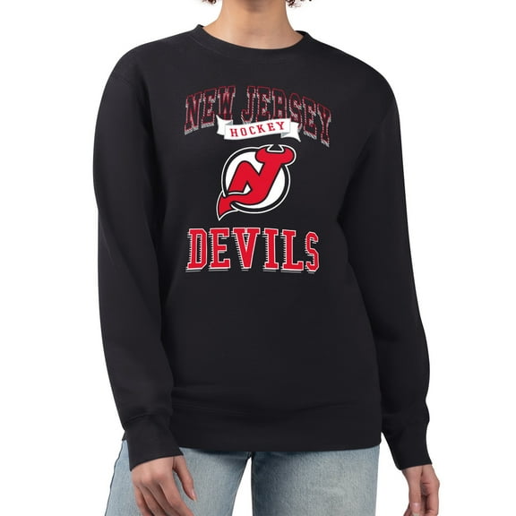 Women's G-III 4Her by Carl Banks Black New Jersey Devils Team Logo Tri-Blend Fleece Pullover Sweatshirt