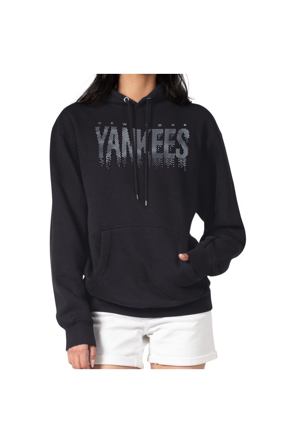 Women's G-III 4Her by Carl Banks Black New York Yankees Metallic Drop Fleece Hoodie